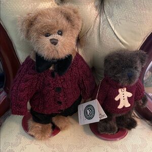 Charming Teddy Bears in Burgundy Sweaters